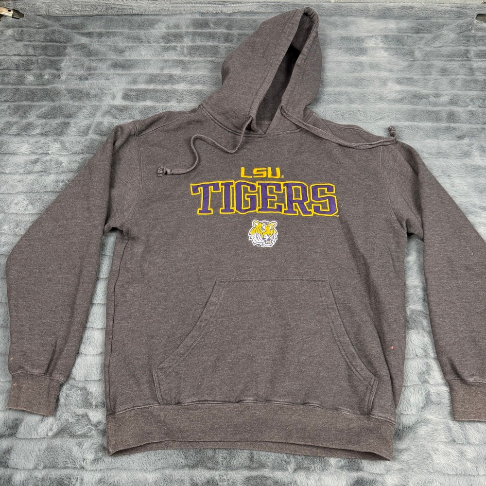 Knights Apparel LSU Tigers Hoodie Mens Medium Gray Collegiate Sweatshirt 14774